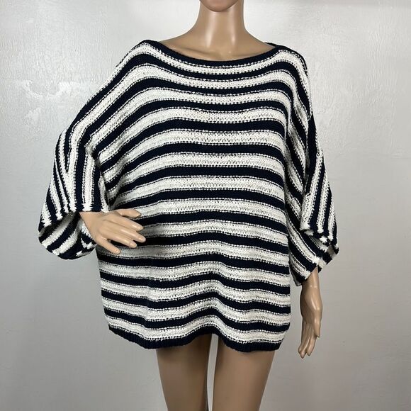 Anthropologie Evie Striped Relaxed Fit Poncho Sweater Size M/L - Picture 3 of 11